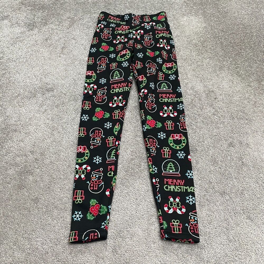 No Boundaries Christmas Sweatpants Juniors Small Multi Slim High Rise Fleece NWT